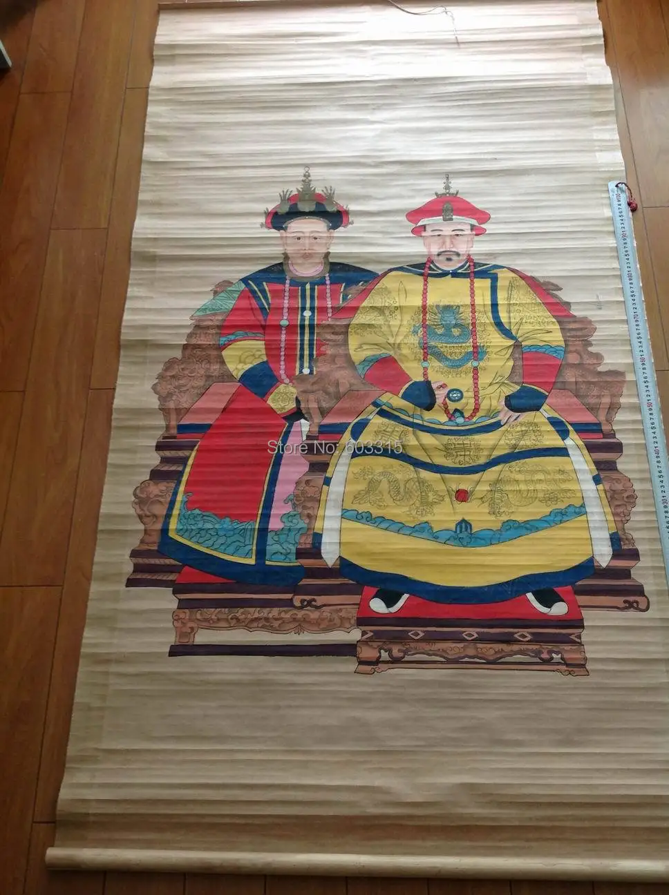 QING dynasty Chinese silk scroll painting Emperor Empress 195*106 NO 03