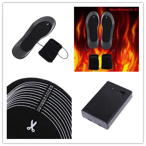 New 1Set Foot Care Heating Shoe Inserts Can Cut Heated Insoles Winter Warm Men Women Electric Battery Carbon Fiber Foot Pads