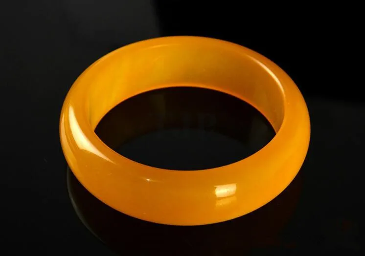 

TJP sweet Quartzitic jade yellow cuff wide bangle bracelet charm bangles