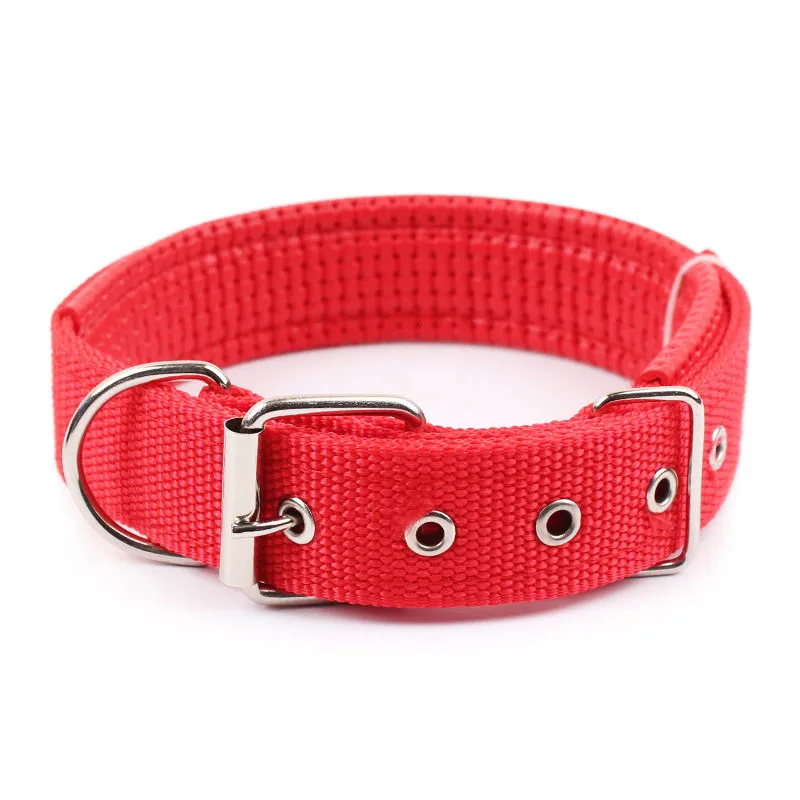 4 Color 5 Size Comfortable Adjustable Nylon Strap Dog Collar For Small And Big Pet Dogs Collars 45-70cm Length RedBuleBlackArmy Green3