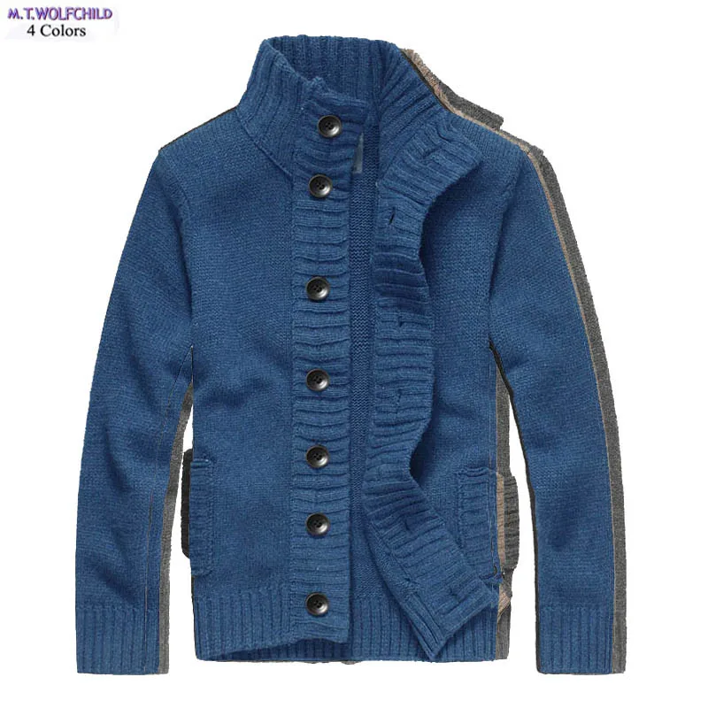 

Male knitted sweaters Autumn Mens long sleeve turtleneck knitted coats casual button cardigan thick sweaters fashion mens winter