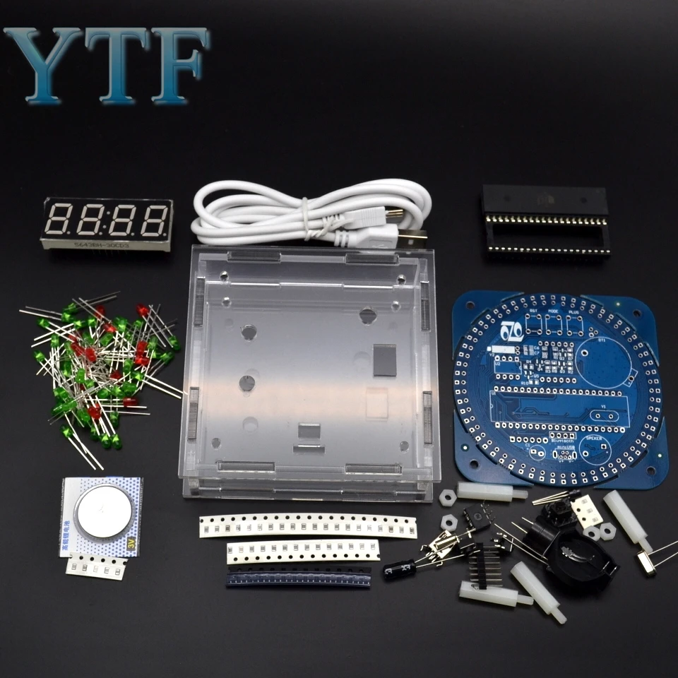 Дисплей модуль GSM сигнализация электронные цифровые часы светодиодный Температура Дисплей DIY Kit обучения доска 5V с оболочкой DS1302 цифровой светодиодный