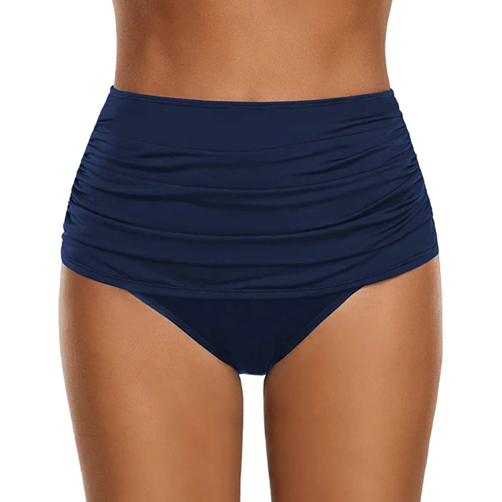 Women's High Waisted Swim Bottom Ruched Bikini Tankini Swimsuit Briefs Plus Size high waisted sexy bikini set Drop Shipping