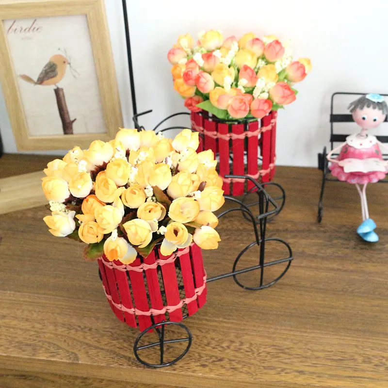 Flone Artificial Flower Set Simulated Flower Car Bicycle Flower Set Bouquets Wedding Home Indoor Household Decor Silk Flower  (3)