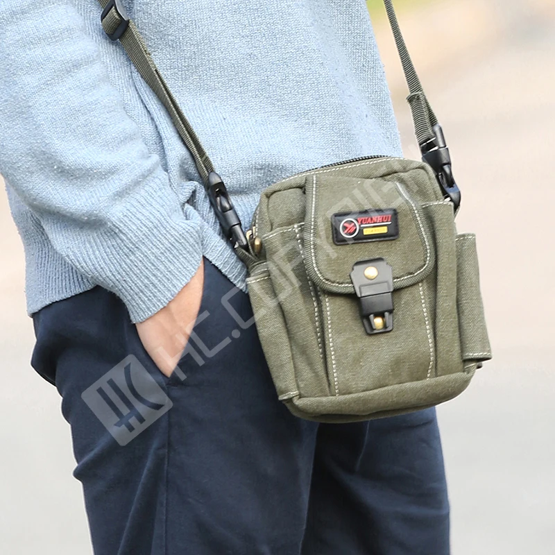 Men Women Hiking Travel Mini Bags Canvas Small Shoulder Messenger Waist