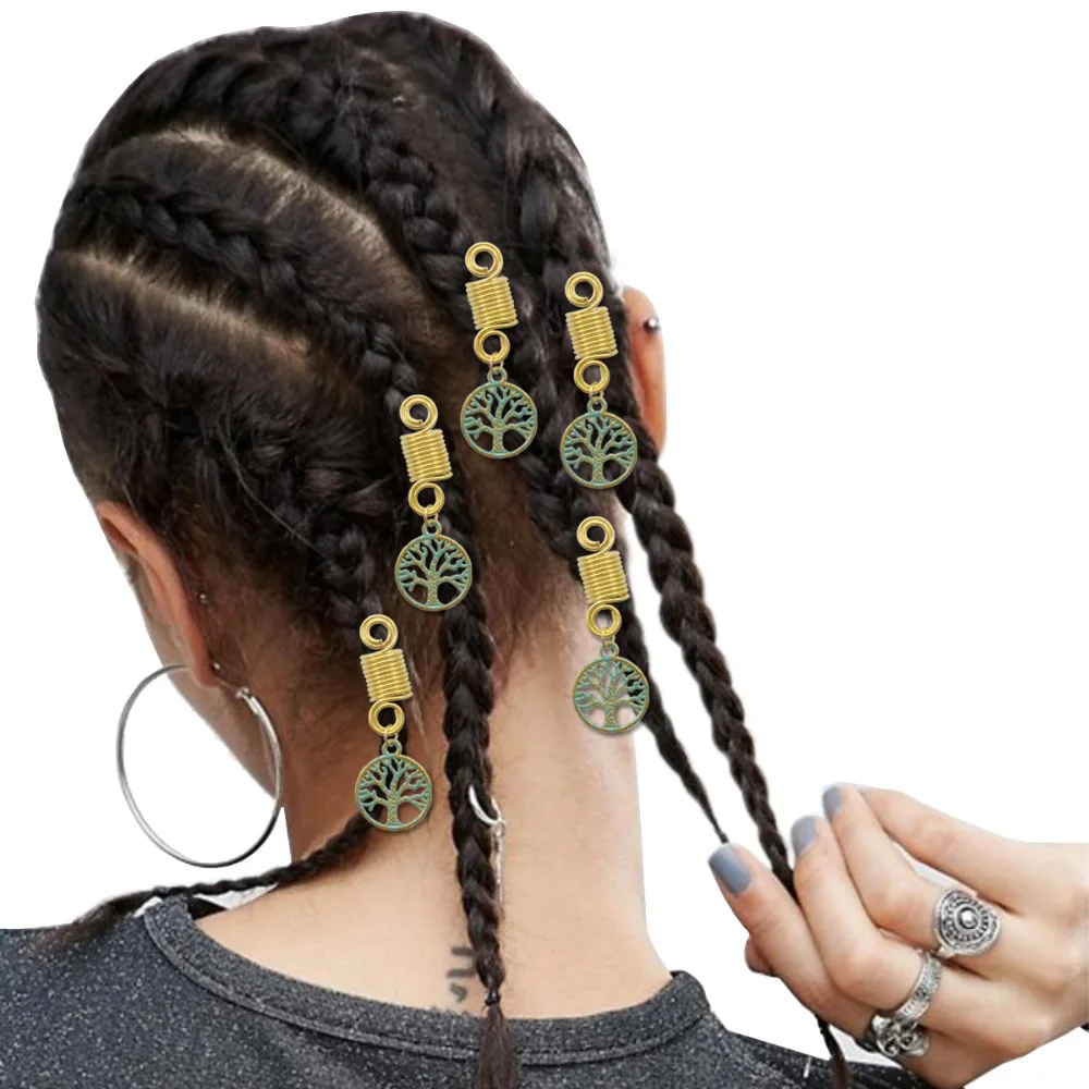 Natte Viking Tresse Viking Homme Robe à cheveux Viking patine arbre de vie, 5 pièces, Dreadlock, perle,  tresse, épingle, cadeau de noël, bandeau, coiffe dorée - AliExpress