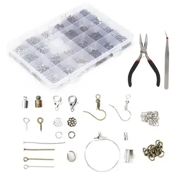 

Professional DIY Metal Close Ring Lobster Buckle Jewelry Accessories Combination Set with Pliers Tweezers Jewelry Making Tool c