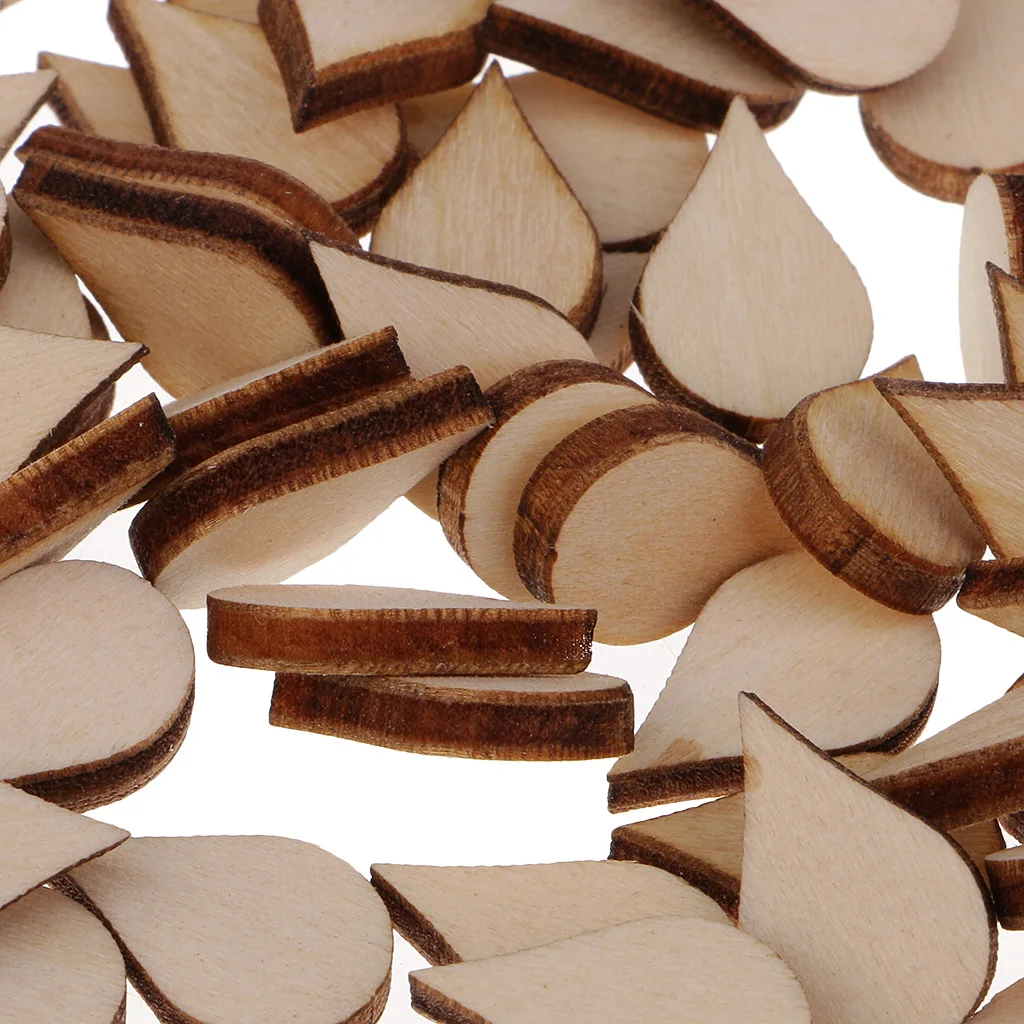 Wooden MDF Drop Shapes Craft Blank Wood Embellishment for Scrapbooking Wedding Party Baby Feet Christmas Decorations DIY