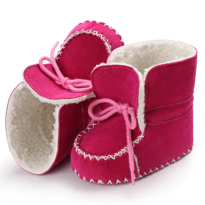 

Raise Young Winter Plus Velvet Warm Baby Girl Boots Solid Soft Soles Non-slip Toddler Girl Snow Booties Newborn Infant Boy Shoes