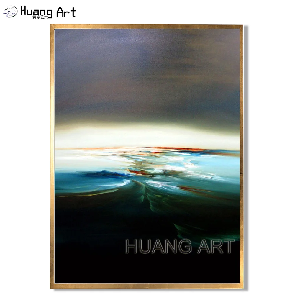 

100% Hand-painted Polar Lights Landscape Oil Painting on Canvas Handmade Modern Abstract Oil Painting for Room Wall Decor Art