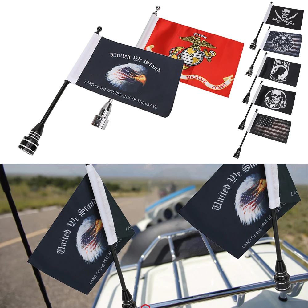 Fittings KOLEROADER Motorcycle Mount Flag Pole UK Spain Germany Flag for Honda Goldwing CB VTX CBR Harley Touring Dyna Luggage Rack //
