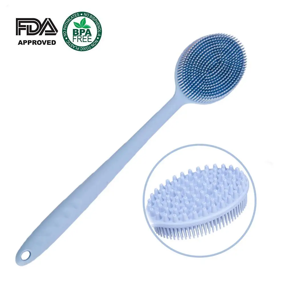 

Silicone Bath Brush Soft Body Cleaning Brush Shower Back Scrubber Deep Cleaning Massage Brush with Long Handle