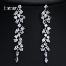 EMMAYA – boucles d'oreilles longues en Zircon et carbure pour femme, bijoux de mariage, deux couleurs, Style pendant actif, cadeaux
