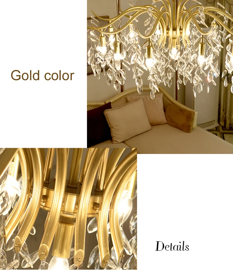 Современный минималистичный светильник для гостиной, столовой, креативная художественная люстра, Европейская спальня, Золотая хрустальная люстра, светильник