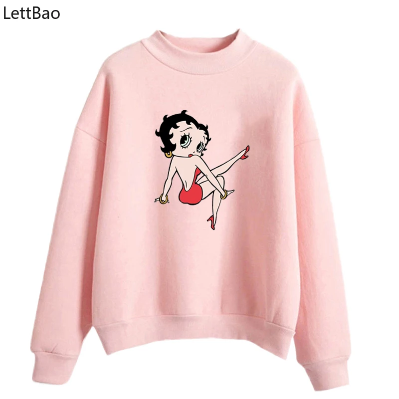  Betty Boop Cartoon Vogue Style Female Hoodies Women Harajuku Sweatshirt Print Casual Vintage Street
