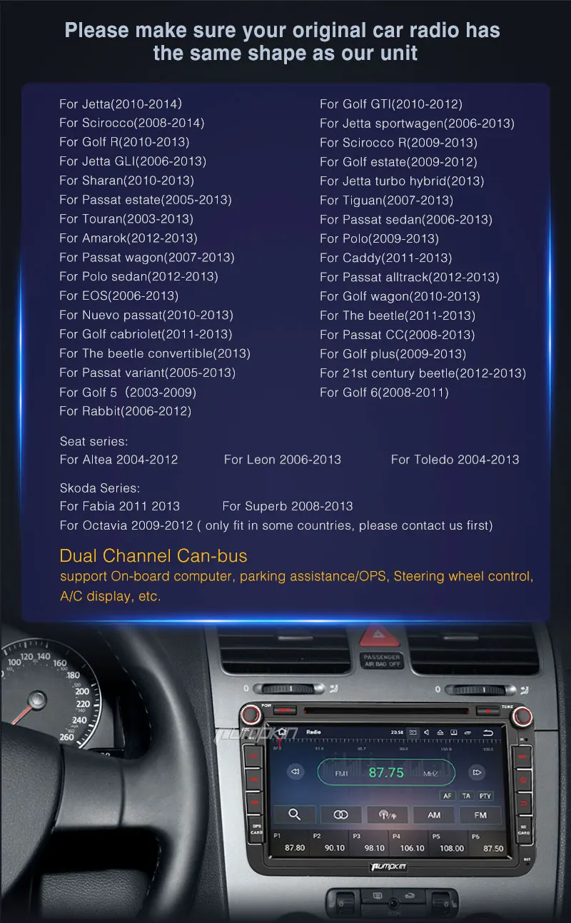 Best Pumpkin2 Din 8"Android 7.1 Car Multimedia DVD Player For VW/Skoda/Golf GPS Navigation Quad-core Car Stereo Wifi Radio Headunit 2 Best Pumpkin2 Din 8"Android 7.1 Car Multimedia DVD Player For VW/Skoda/Golf GPS Navigation Quad-core Car Stereo Wifi Radio Headunit 2