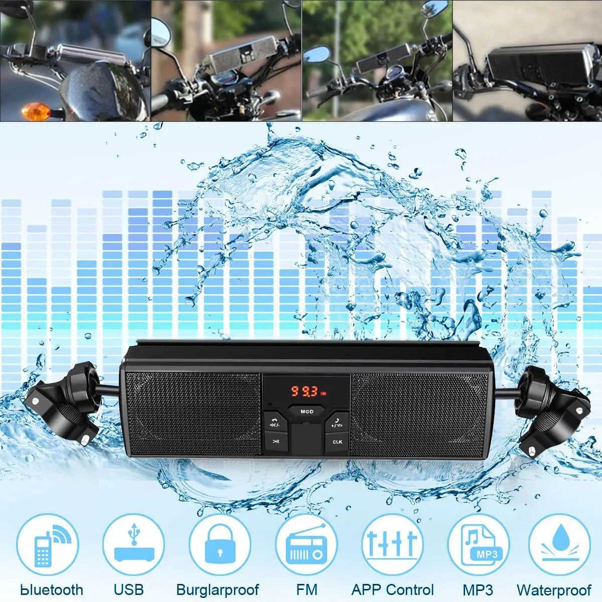 Универсальный водонепроницаемый мотоцикл bluetooth MP3 USB FM динамик мотоцикл аудио Радио стерео динамик для Yamaha для Honda для bmw