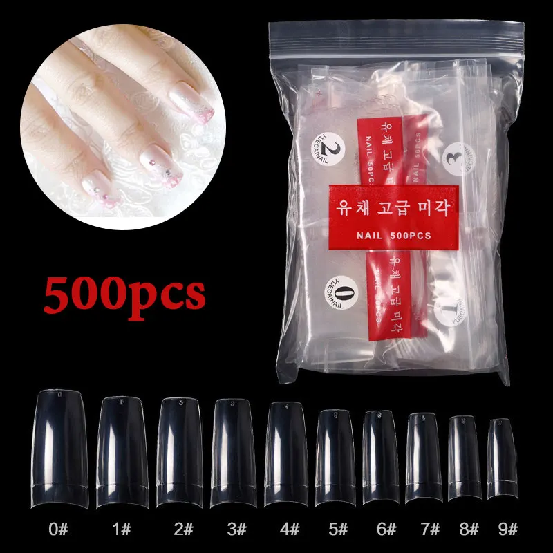 

500Pcs Transparent False Nail Clear Half Cover French Nail Tips U-shape Acrylic UV Gel Manicure Fake False Nails Art Tips