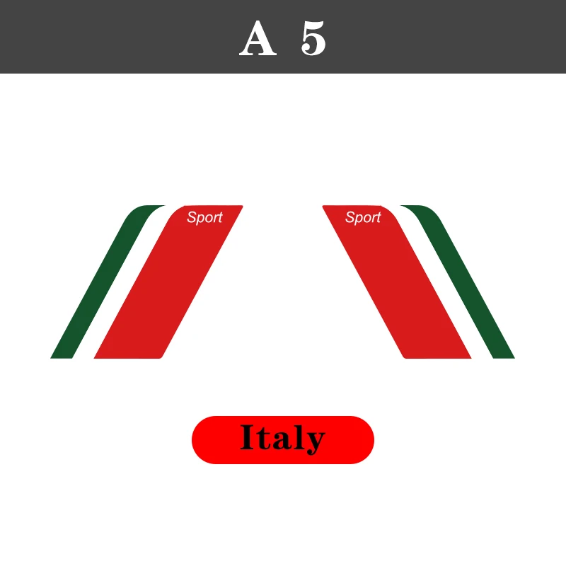1 пара, 2 шт., виниловые наклейки на крыло автомобиля, наклейки на кузов автомобиля, украшение для Audi A4 A3 A5 A6 Q3 Q5 Q7, Стайлинг автомобиля - Название цвета: Italy