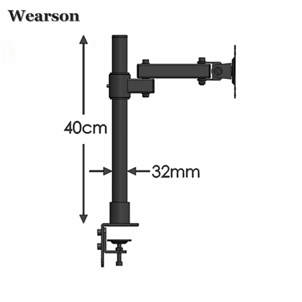 Wearson Single LCD Monitor Desk Mount Stand Height Adjustable Tilt 360 Swivel Thickened Steel VESA 75x75,100x100mm Fits 22,23,24,27,30,32 inch Monitor  (7)