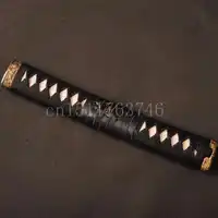 High -grade Cattlehide Handle Tsuka Black Silk Ito & Genuine White Rayskin & Brass Fuchi Kashira for Japanese Sword Katana ZPH1