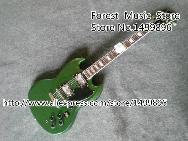 Cheap Wholesale & Retail Chinese Green Matte Finish 22 Frets SG-400 Electric Guitars with Golden Hardware For Sale