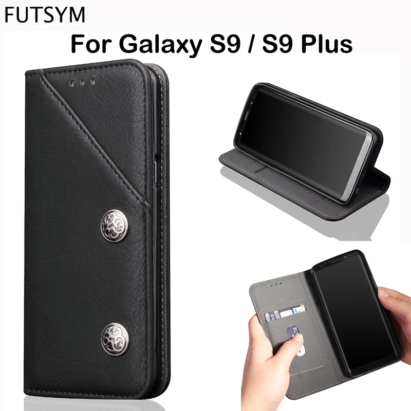 Flip Card Holder Leather Cover Phone Case for Samsung Galaxy S9 S9 Plus Case Luxury Slim Magnetic Funda for Samsung S9 Plus Men