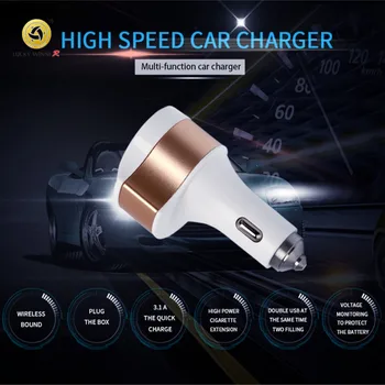 

Dual USB Car-Charger Fast Charging Four In One Car Quick Charger, Type-C Quick Charge Car Chargers ,Use for all mobile phones