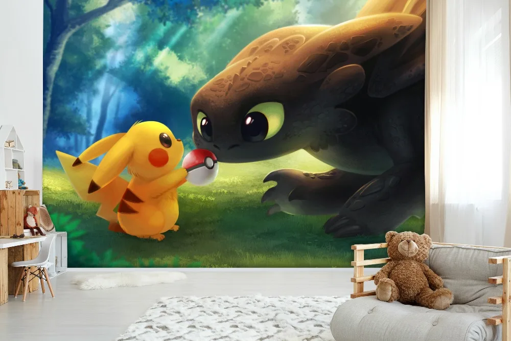

[Self-Adhesive] 3D Pokemon Pikachu Monster 33 Japan Anime Wall Paper mural Wall Print Decal Wall Murals