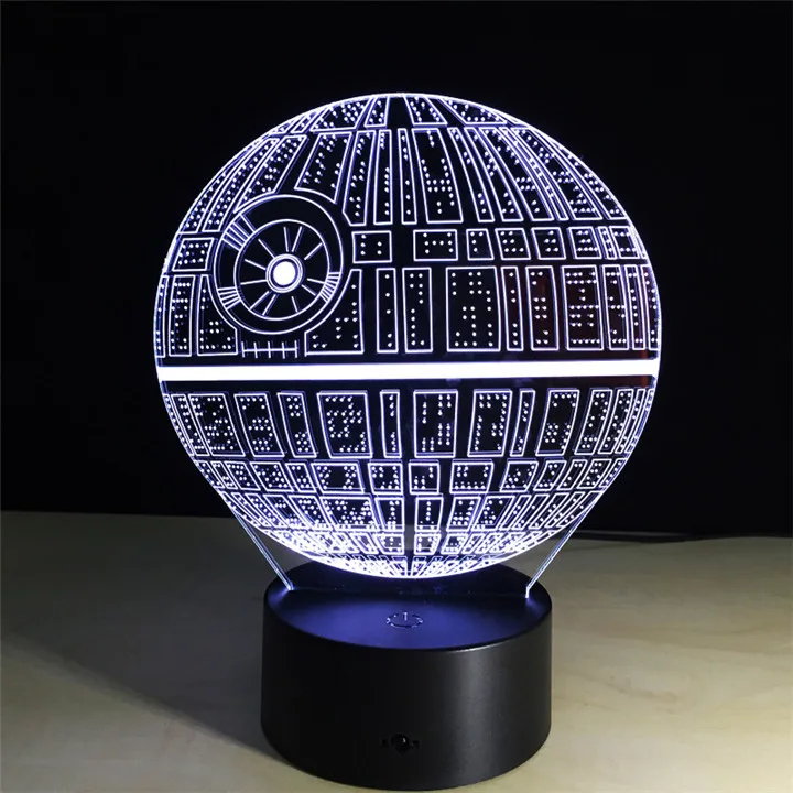 Ночники 3D Death Star оптическая визуализация иллюзионная лампа Звездные войны DS
