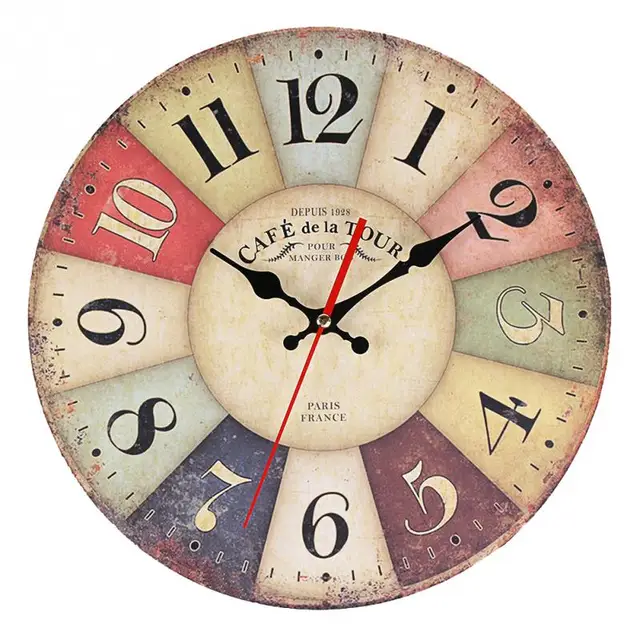 Elegant Round Wood Wall Clock Vintage Large Reloj Antique Elegant Round Wood Wall Clock Vintage Large Reloj Antique European Mordern