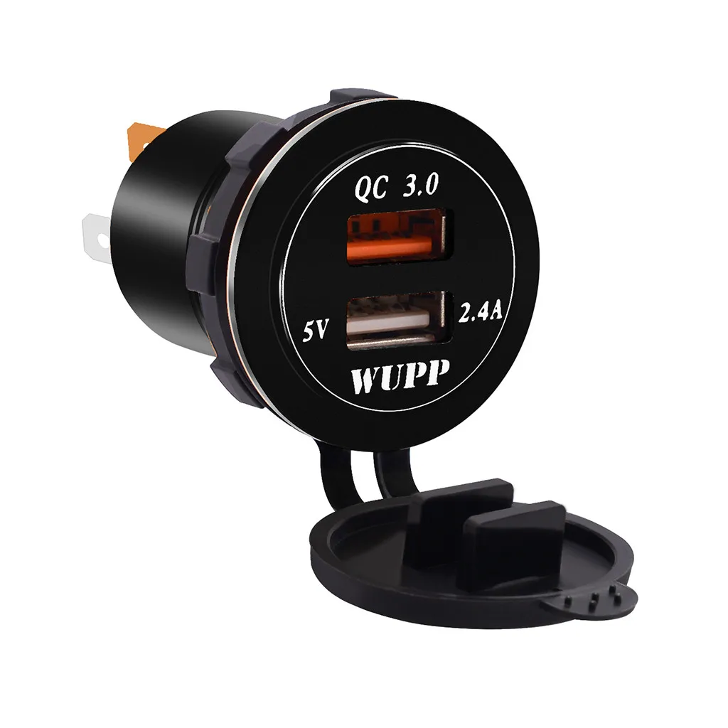 QC 3.0 Dual USB Charger Socket Voltmeter Quick Charge 3.0 Wire Waterproof for Car Motorcycle Mobile Phone Charger Fast QC#Y8