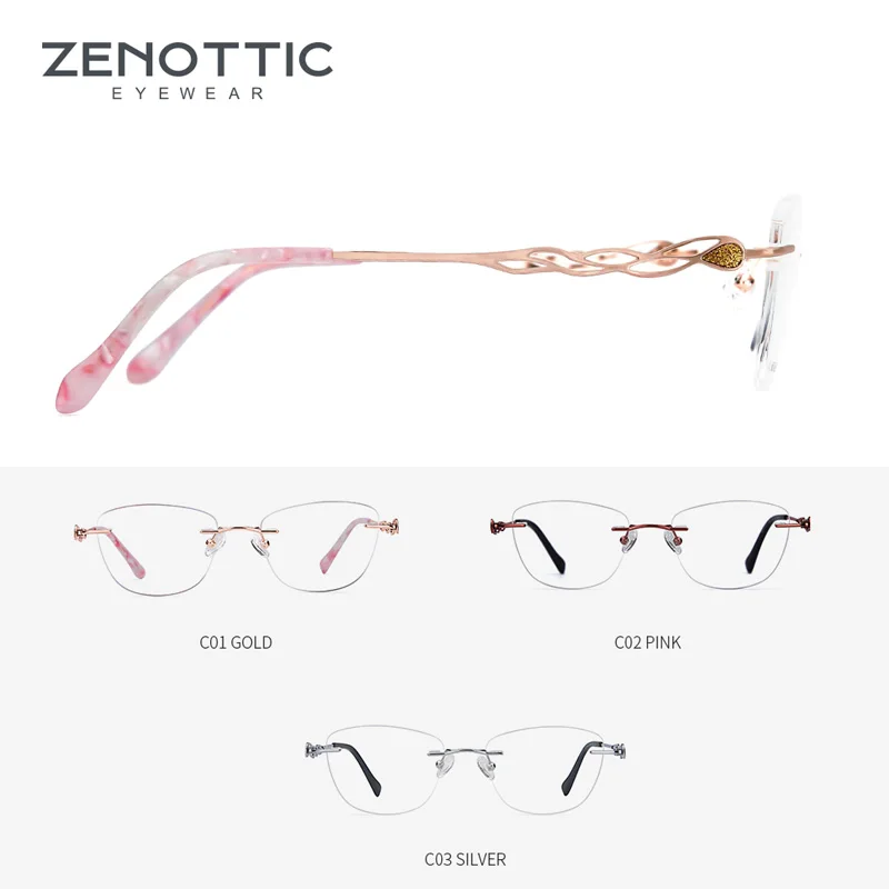 ZENOTTIC титановый рецепт очки для женщин близорукости ультра легкие без оправы