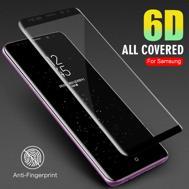 Ультратонкое закаленное стекло 6D для Samsung S8 S9 Plus Note 8 защитное на весь экран пленка