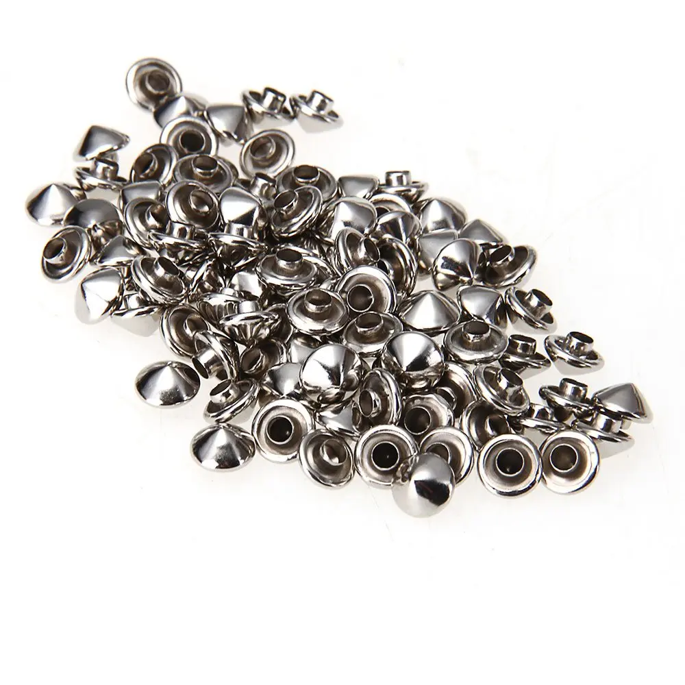 100 Iron Silver Conical Rivet Screw Studs 6mm for Jewelry in Nails from Home Improvement on