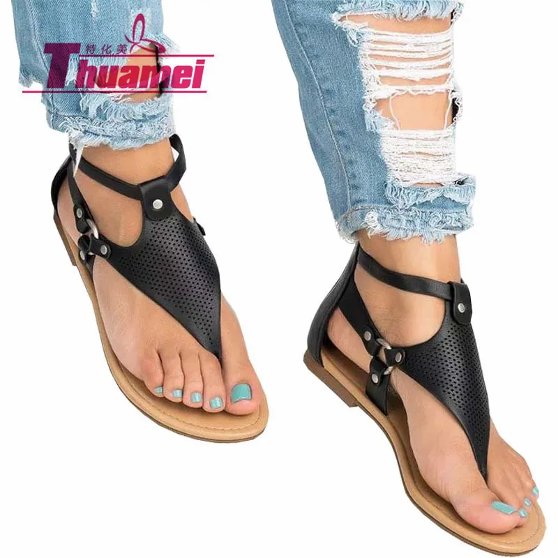 Fashion Flats Women Sandals Gladiator Spring Summer Shoes Woman Black Comfortable Platform White 