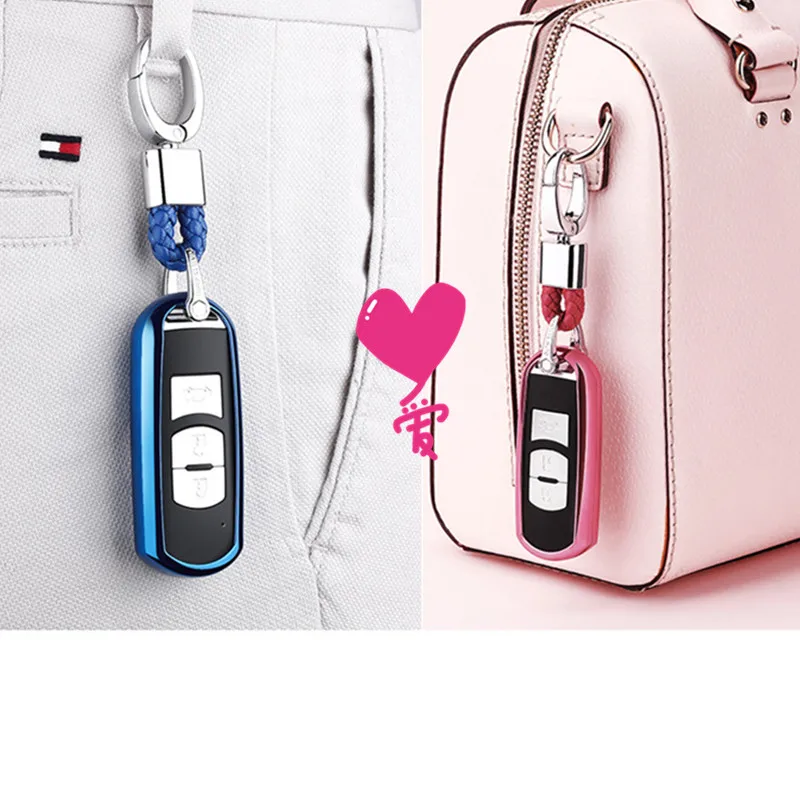 

NewTPU Car Key Case Fob Smart Key Shell Cover For Mazda 2 3 6 Atenza Axela CX-5 CX-7 CX-9 323 626 Smart 2/3 Buttons keychain