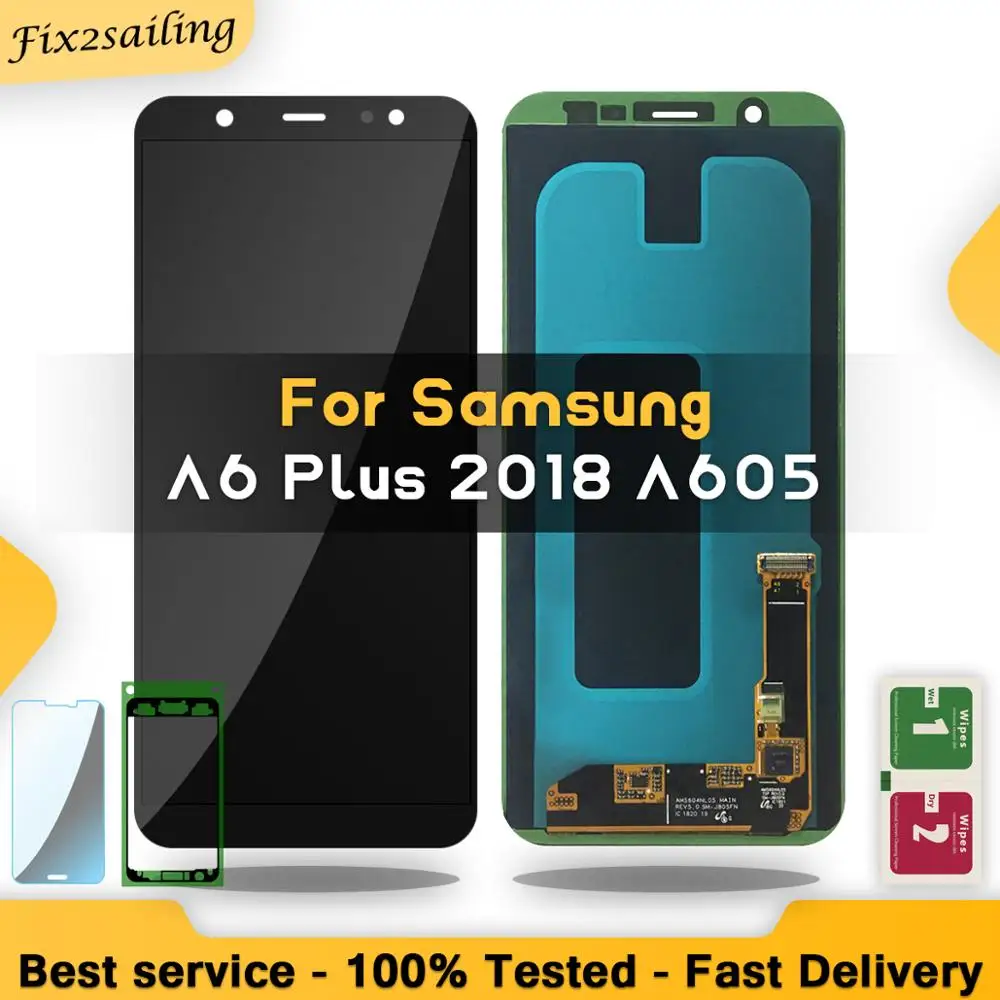 

Super AMOLED For Samsung Galaxy A6 Plus A6+ 2018 A605F LCD Display Touch Screen Assembly Replacement Parts