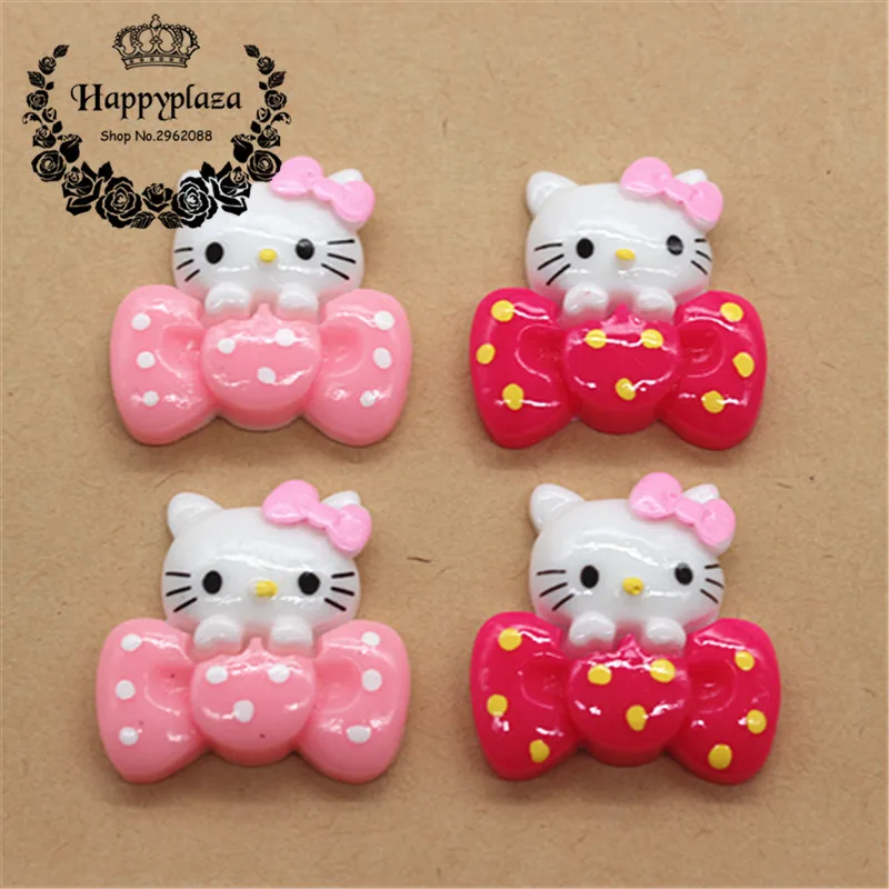 

10pcs Kawaii Resin Cat with Bow Miniature Flatback Cabochon Art Supply DIY Craft Scrapbooking,25*26mm