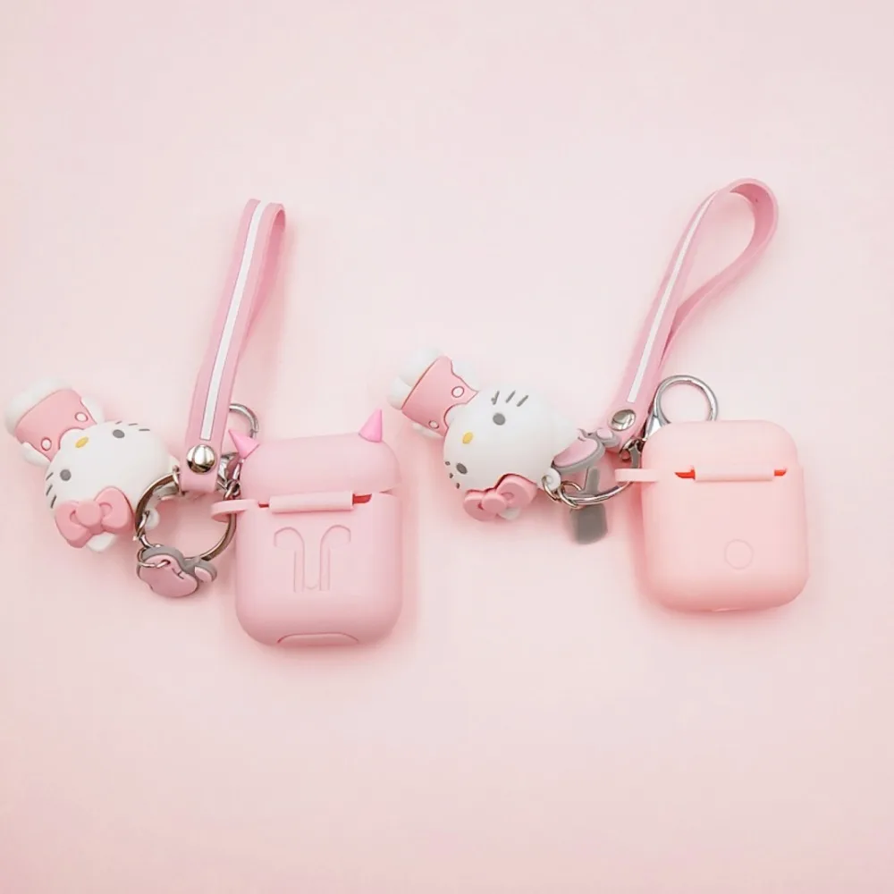 Милый мультяшный hello kitty украшение и силиконовый чехол для Apple Airpods чехол Аксессуары Защитная крышка Bluetooth чехол для наушников