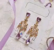 South Korean girl design in same dreamy purple earrings sweet love joker long tassels crystal earrings south korean high school parachute kids in southern california