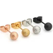 Moda feminina masculino cor rosa ouro preto titânio aço geada mini bolas brincos de orelha piercing jóias 3/4/5mm