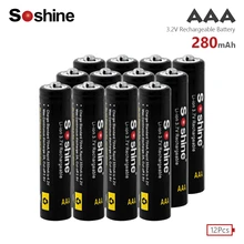 12Pcs original SOSHINE LiFePO4 AAA 10440 battery 280mAh 3.2V rechargeable batteries For Led Flashlight Remote Control 12Pcs original SOSHINE LiFePO4 AAA 10440 battery 280mAh 3.2V rechargeable batteries For Led Flashlight Remote Control