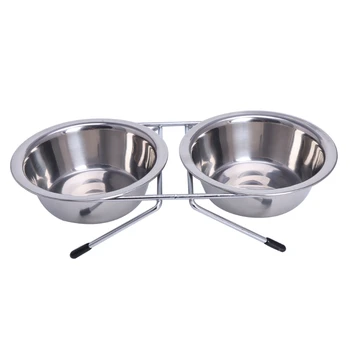 

2019 New 1PC Stainless Steel Double Pet Bowls Dog Cat Water Food Non Slip Feeding Station Pet Supplies 11cm/13cm