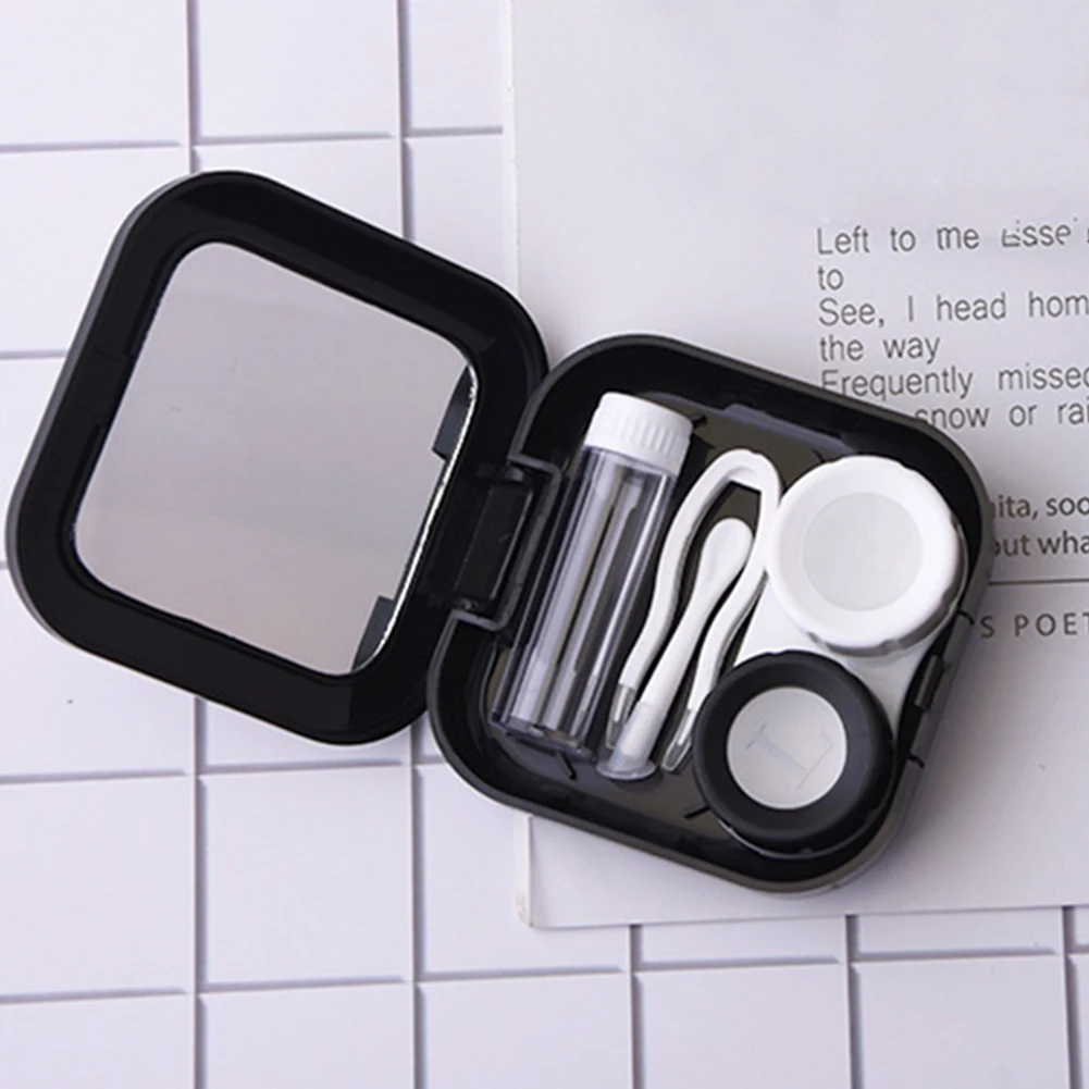 

Portable Contact Lens Case Kit Holder Contact Lenses Box Moon Star Space with Mirror for Women