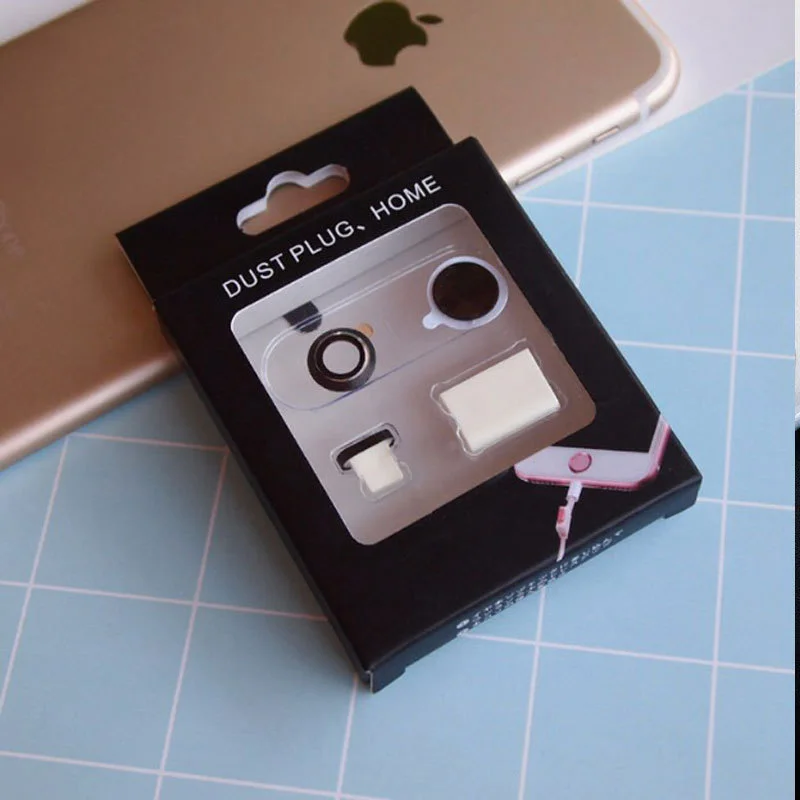 

SIANCS 3 In 1 Metal Rear Camera Lens Protector Cover Case Home Button Sticker Ring Charge Port Dust Plug for iPhone 7 7Plus 8
