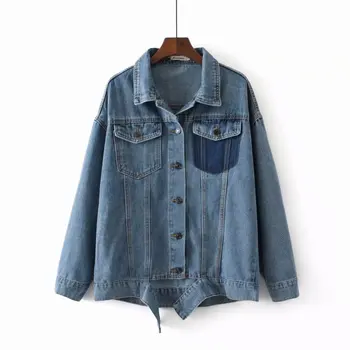 

Denim Women Coat 2019 Fashion Women Loose Solid Light Blue Jeans Coat Cool Loong Sleeve Button Plus Size 4xl 5xl Overwear Coat