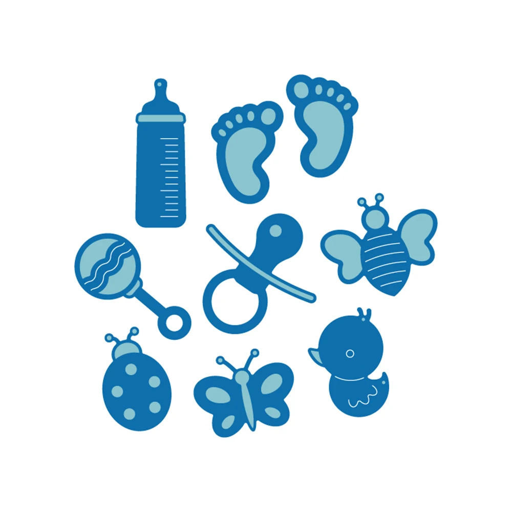 

9Pcs/set Baby Bottle Nipple Feet Metal Cutting dies Bee Butterfly Animal Craft Die Stencils diy Scrapbooking Paper Cards Making