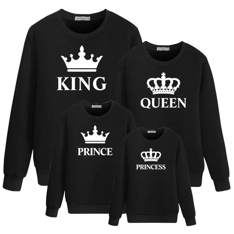 PopReal Family Matching Outfits King & Queen Mommy and Me Outfits Sweatshirt Pullover Top 