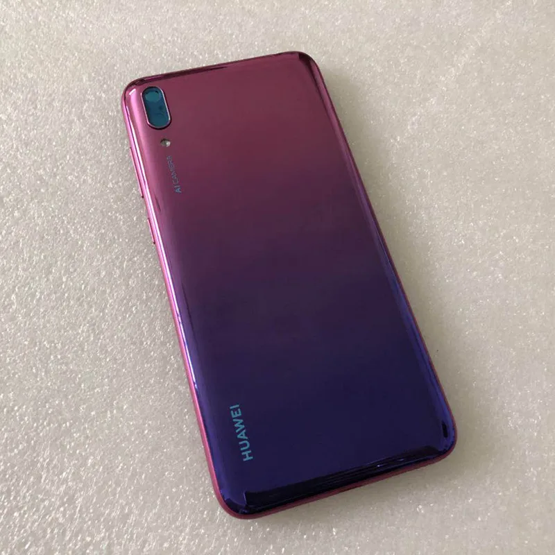 Чехол для huawei Y9 /Enjoy 9 plus, задняя крышка для батареи, чехол с боковой кнопкой питания, стеклянная линза для камеры, задний корпус - Цвет: Aurora Purple enjoy9